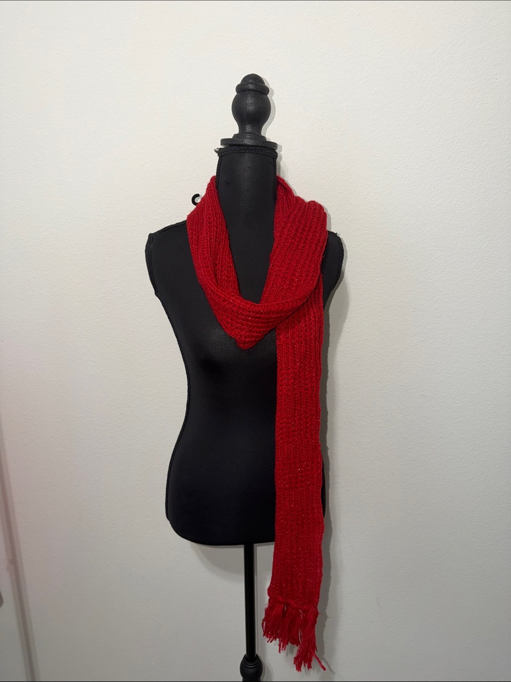 NWT Red Knit Fringe Scarf - Women Accessories
